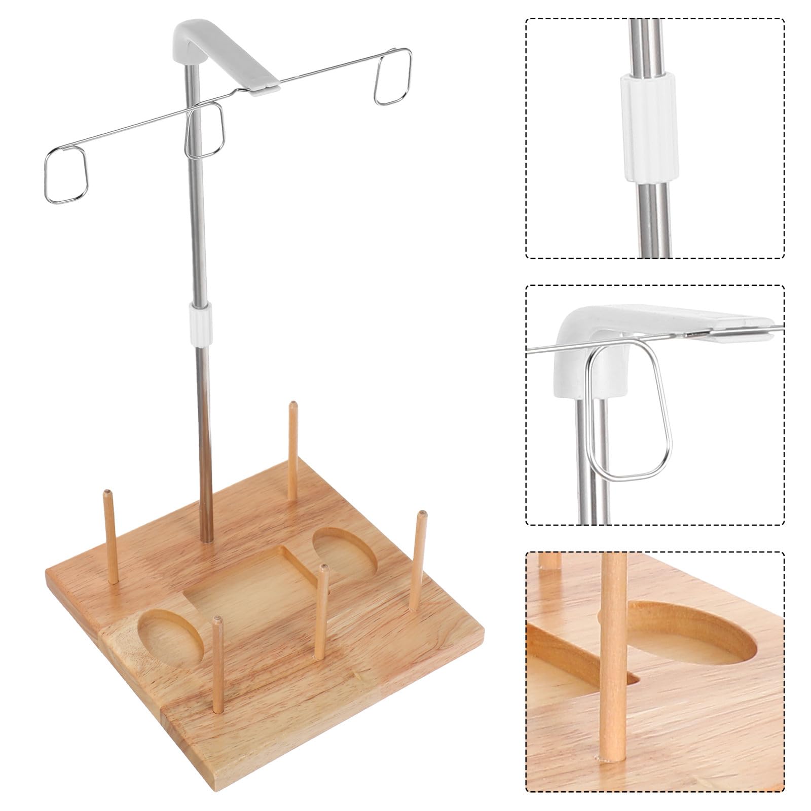 Portarocchetti per Filo in Legno e Organizer capacità Tripla per Macchine da Cucire Design Stabile per Gestione Facile e Punti Dritti