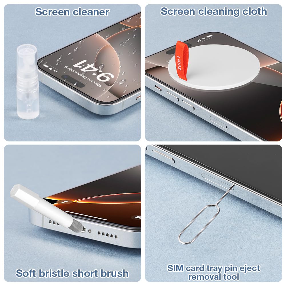 Zestaw do czyszczenia klawiatury 20 w 1, zestaw do czyszczenia słuchawek AirPods ze szczotką i sprayem, do czyszczenia klawiatury, laptopa, telefonu komórkowego, monitora PC, aparatu (biały)