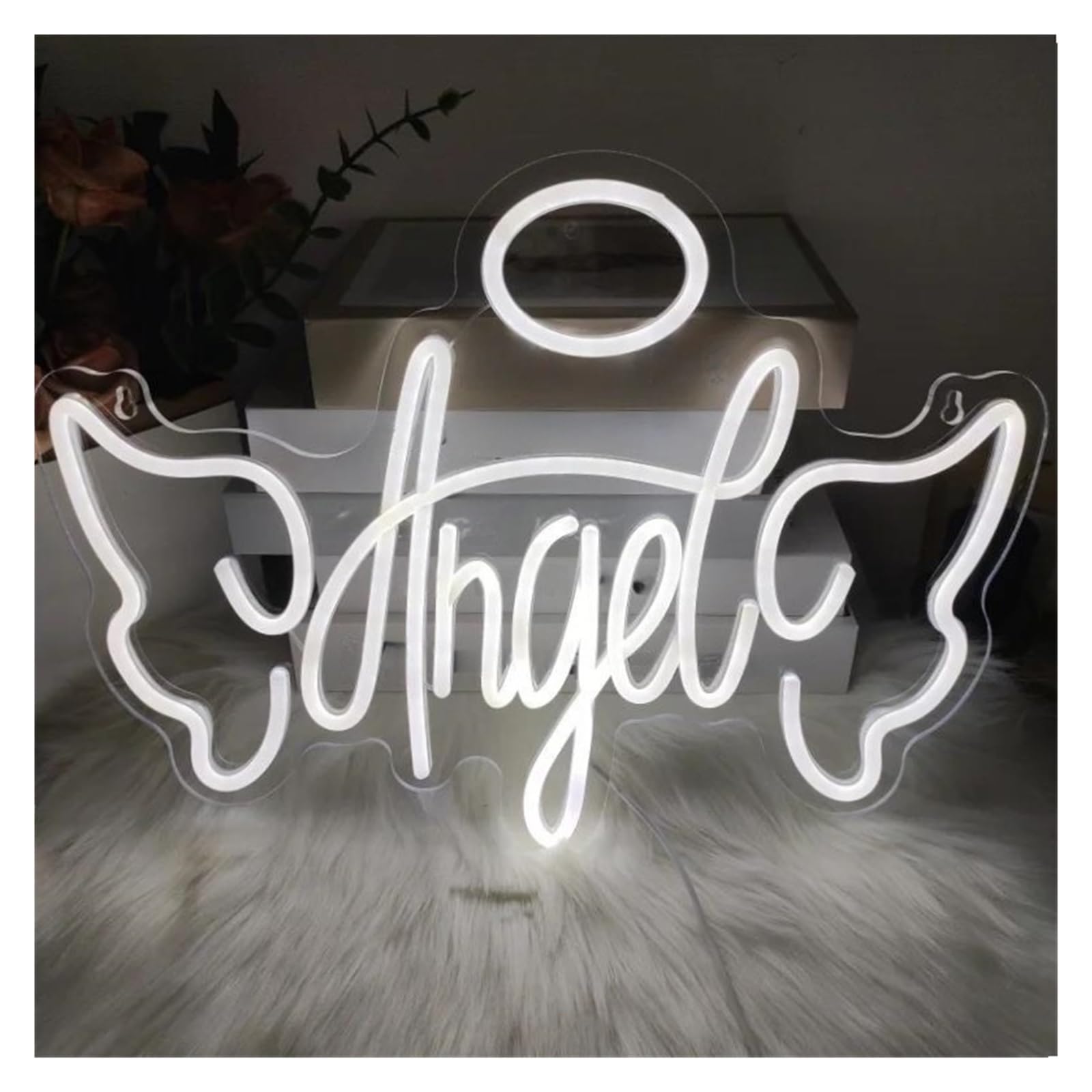 Hängende Kunst-Leuchtreklamen Engel-Neonschild, LED-Flügel, Neonlicht, USB-betrieben, Leuchtschilder Für Schlafzimmer, Party, Wanddekoration 40x30cm