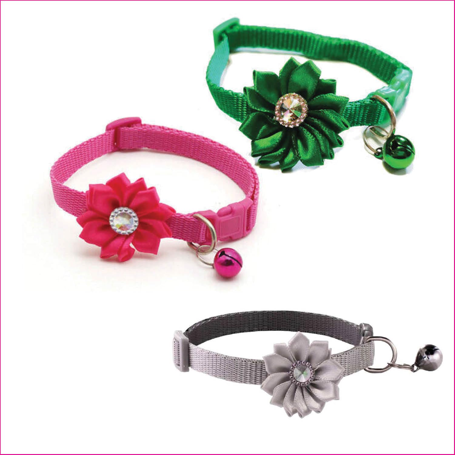 Litvibes Cat & Puppy Collars Set of 3 with Bell & Flower Design,Kitten & Small Dogs Soft Nylon Adjustable Collar,Safe,Solid & Protective Breakaway,Cute Kitty Neckband -(Dark Green,Dark Pink,Grey) (B0D6N8S5N6) Amazon Price History, Amazon Price Tracker