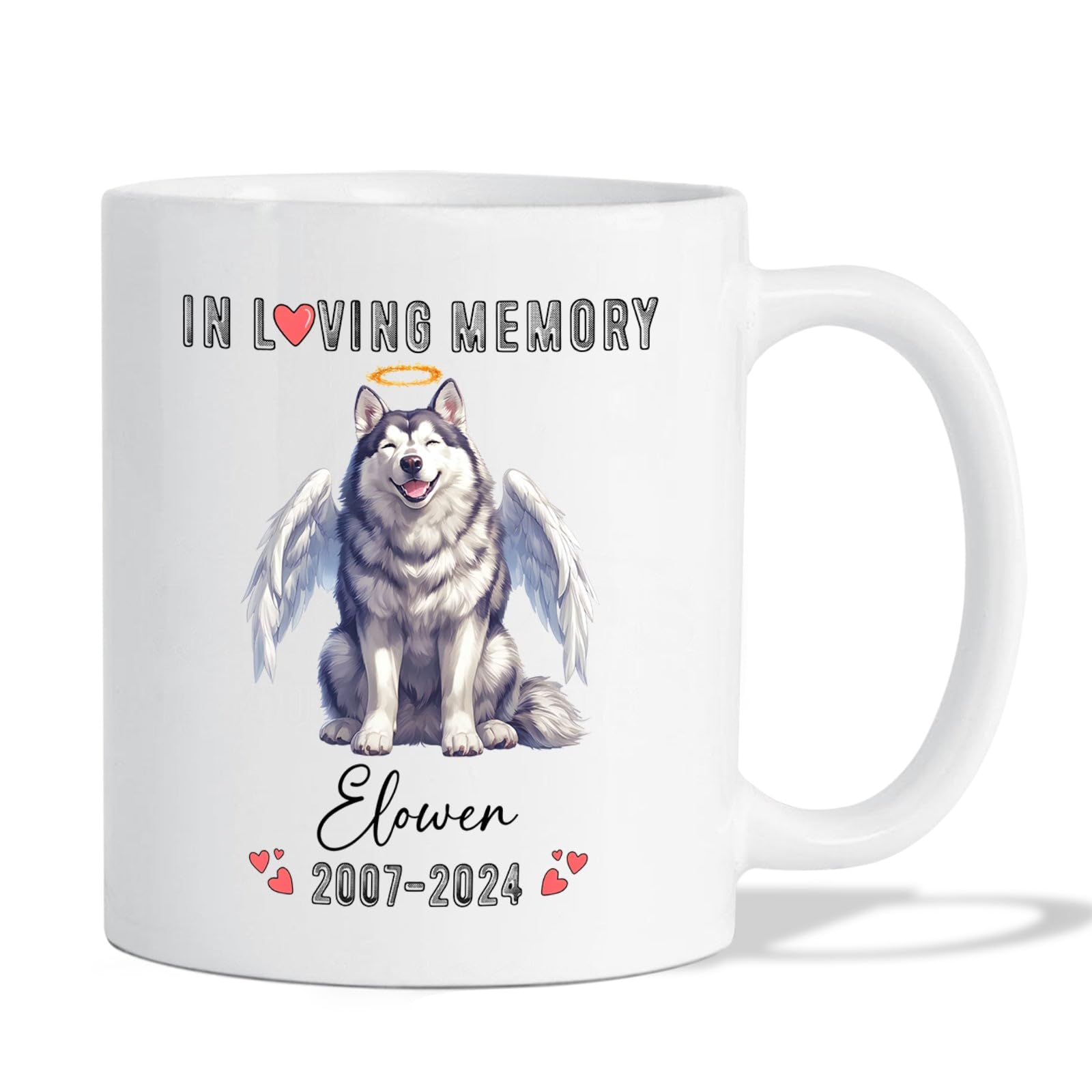 Custom Dog Lover Tea Mug, Siberian Husky Cup, Pet Remembrance Ceramic Mug, Customized Name Siberian Husky Owner Gift, Dog Travel Cup, Personalized Siberian Husky Sympathy Mug 11oz 15oz White