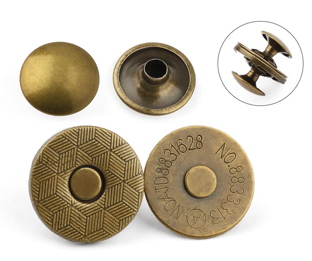Lot de 20 boutons-pression magnétiques à double rivets pour sac à main - Fermoir rond - Noir