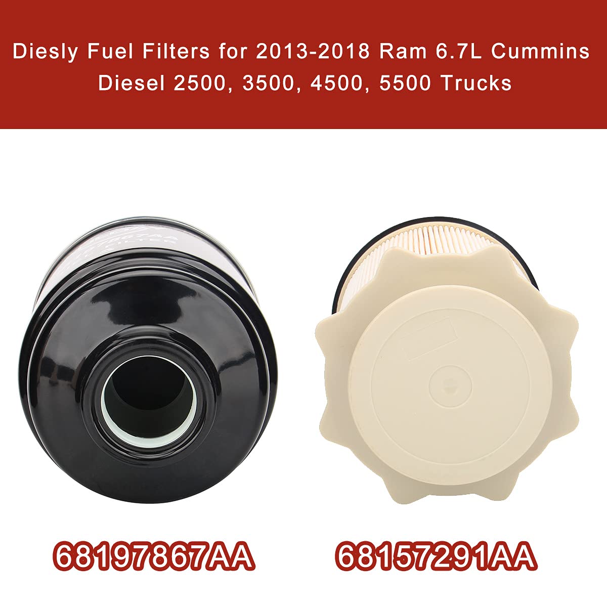 6.7L Cummins Fuel Filter Water Separator Set Compatible with 2013 2014