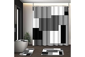 Grey Geometric Shower Curtain Set: Modern Elegance for Your Bathroom Oasis