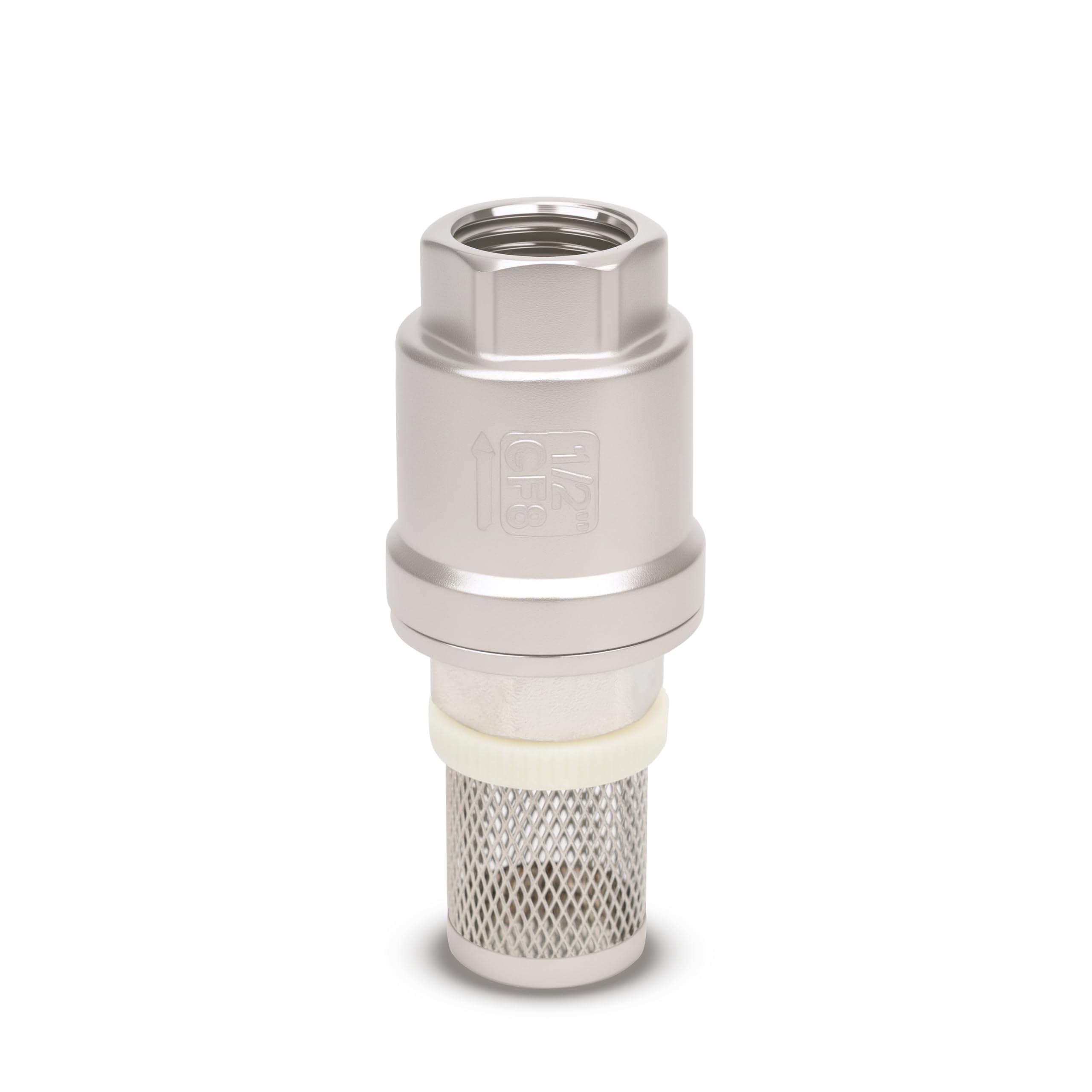 View 1 of 1/2" NPT Foot Valve with Filter, Stainless, Heavy Duty, Female Thread, DN15