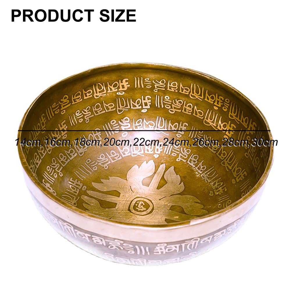 Campana Tibetana Fatta A Mano, Ciotola da Meditazione in Ottone per Principianti (Bastone per Campana Tibetana E Cuscinetto per Anelli), Campana Tibetana per Il Rilassamento Spirituale