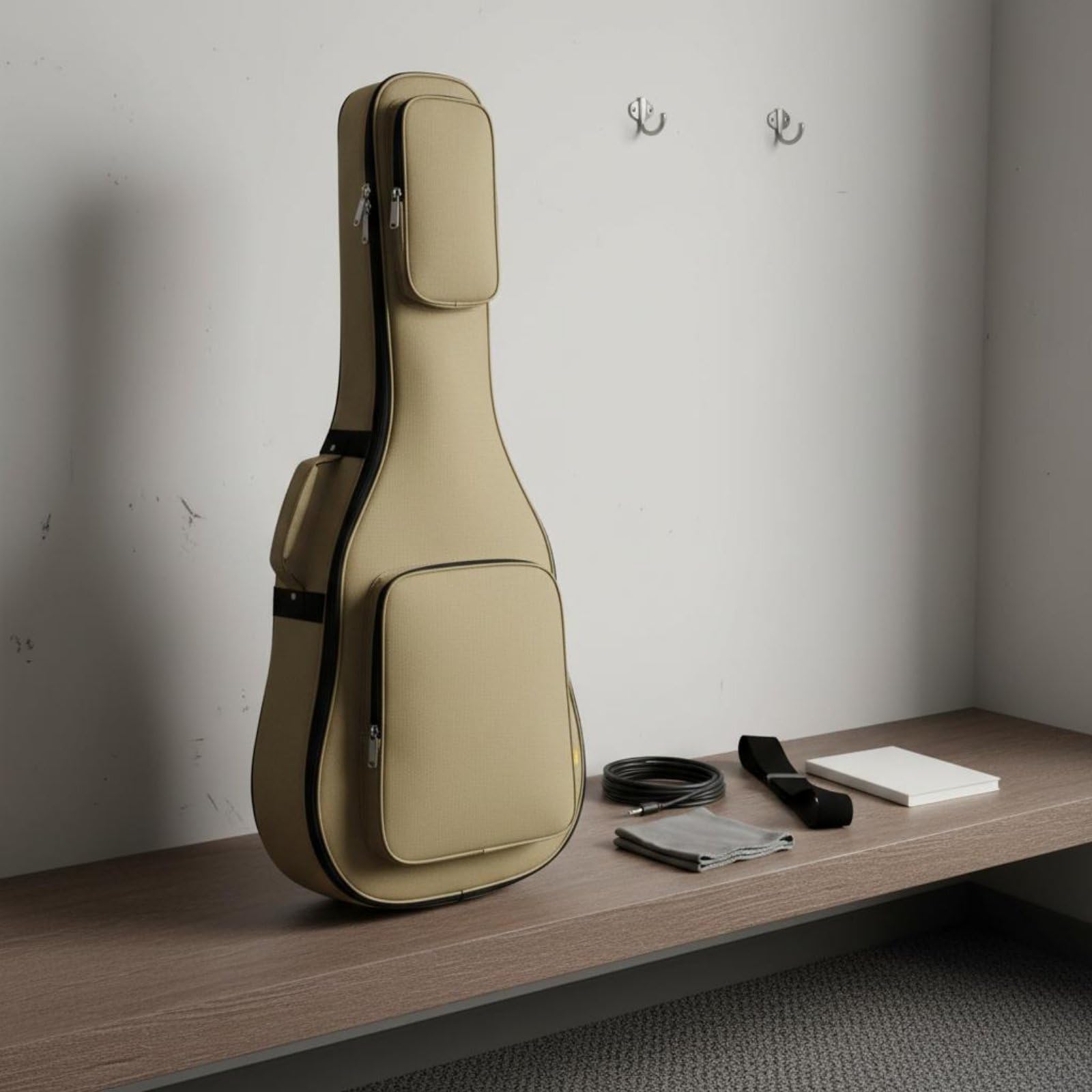 Custodia Chitarra Zaino Antiumidità Borsa Chitarra Impermeabile Imbottitura Spessa Attrezzatura Musicale per Viaggio, Spostamenti, Nero, Nero Lucido, 39 Pollici