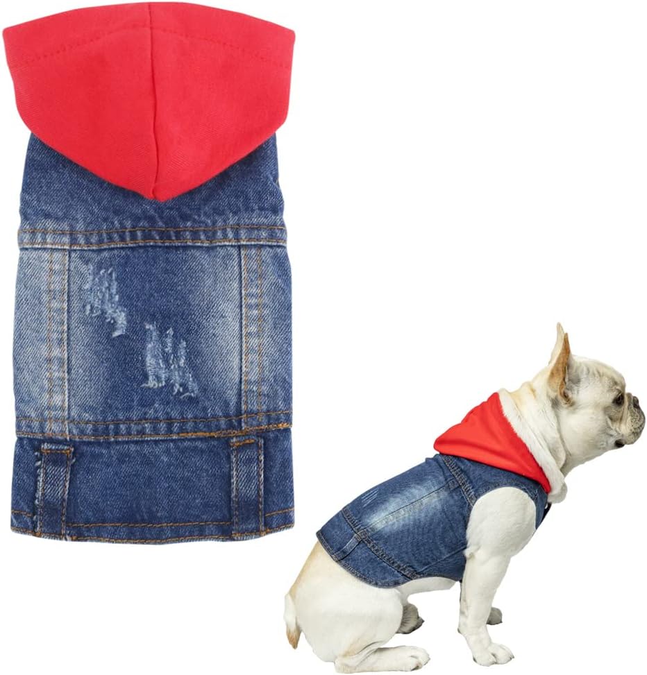 Companet Dog Denim Jacket, Dog Jeans Jacket Cool Blue Denim CoatLapel Vests Classic Puppy Blue Vintage Washed Clothes Hoodie Vest