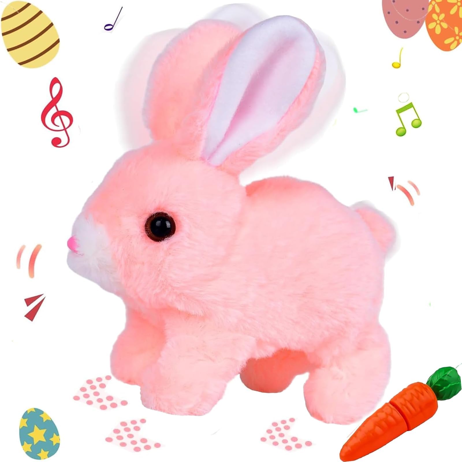 xinrongda Interaktives Osterhase Kuscheltier, Ostergeschenke Kinder, Elektronischer Osterhase Plüschtier, Hase Spielzeug mit Bewegung & Geräuschen,Ostergeschenke für Kinder Jungen & Mädchen(Rosa)
