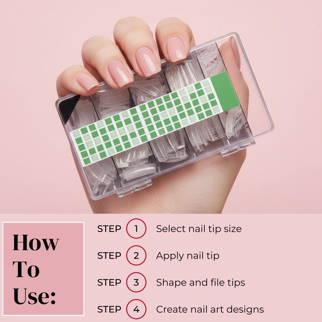 SHILLS PROFESSIONAL 500 Pcs Artificial French Cut Nail Tips Box Clear 3