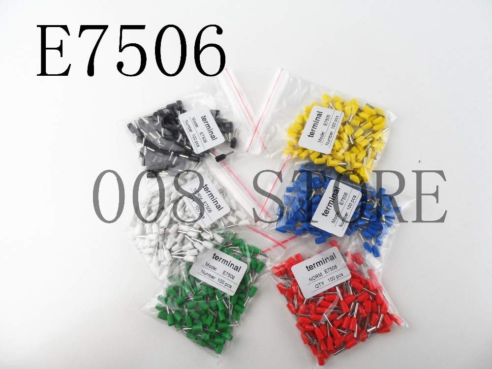 Davitu 100pcs/Lot E7506 20 AWG 0.75mm2 Insulated Cord End Terminal Wire Ferrules VE7506 - (Color: Yellow)