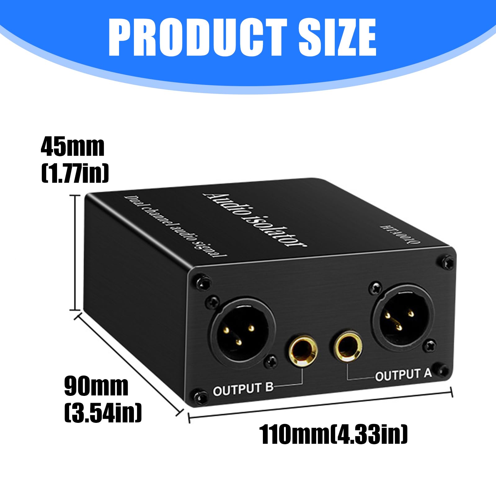 Alluminio XLR 6.35mm Music Isolation Box Music Ground Looping Isolatore per suono pulito in e uso palcoscenico Divisore audio dal vivo
