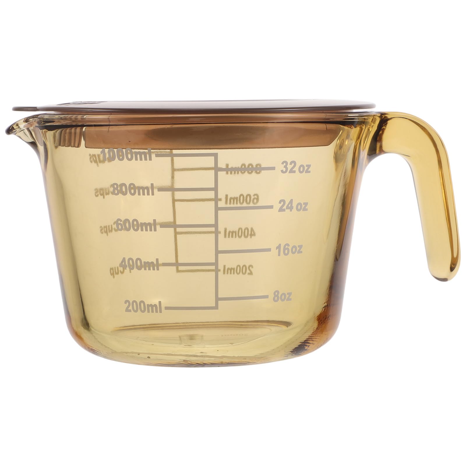 Misurino con Coperchio Giallo da 1000ml in Vetro Graduato