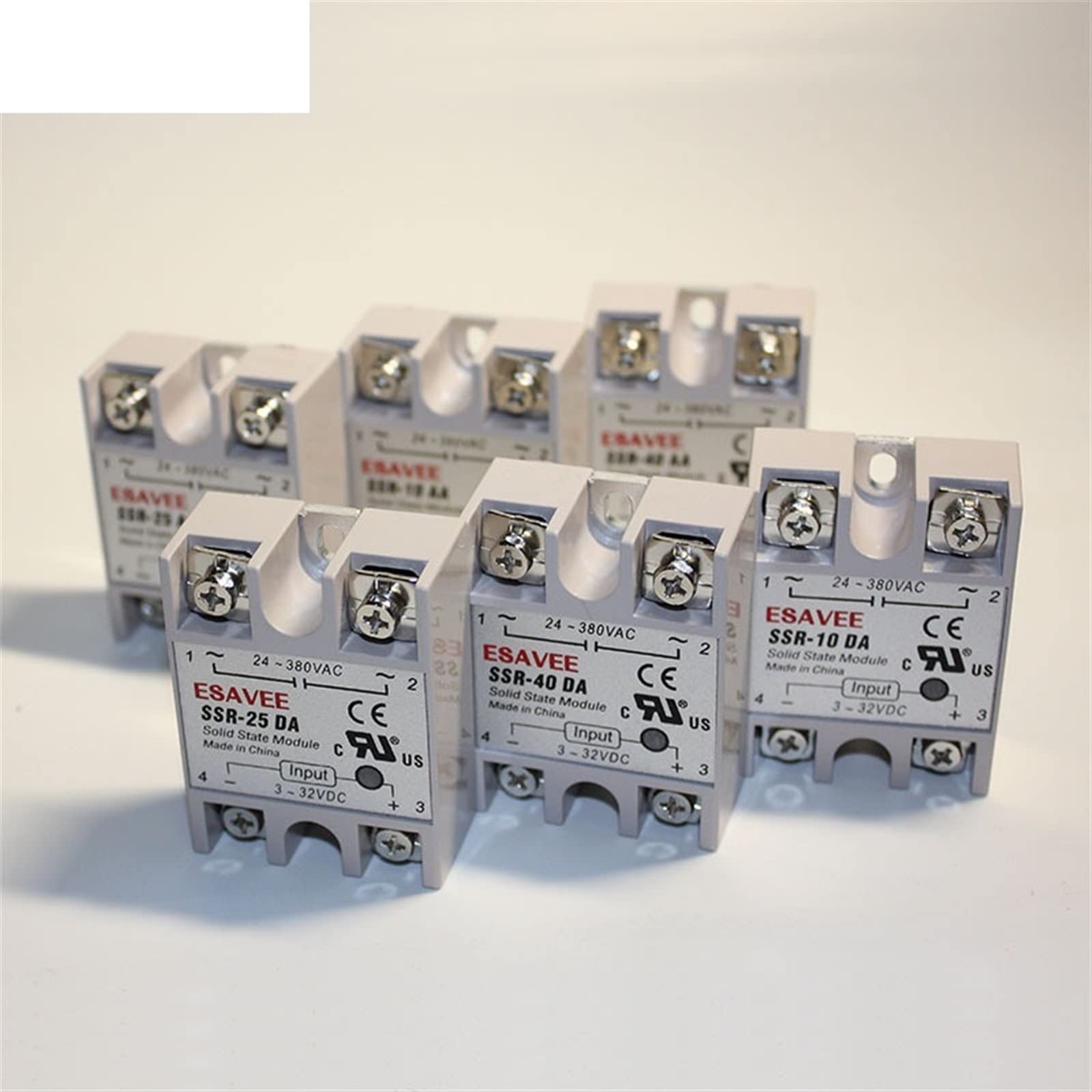 SSR -10DA/25DA/ 40DA Controllo CC AC Relè a Stato Solido monofase con Guscio Bianco Senza Copertura in plastica(Small Heat Sink)