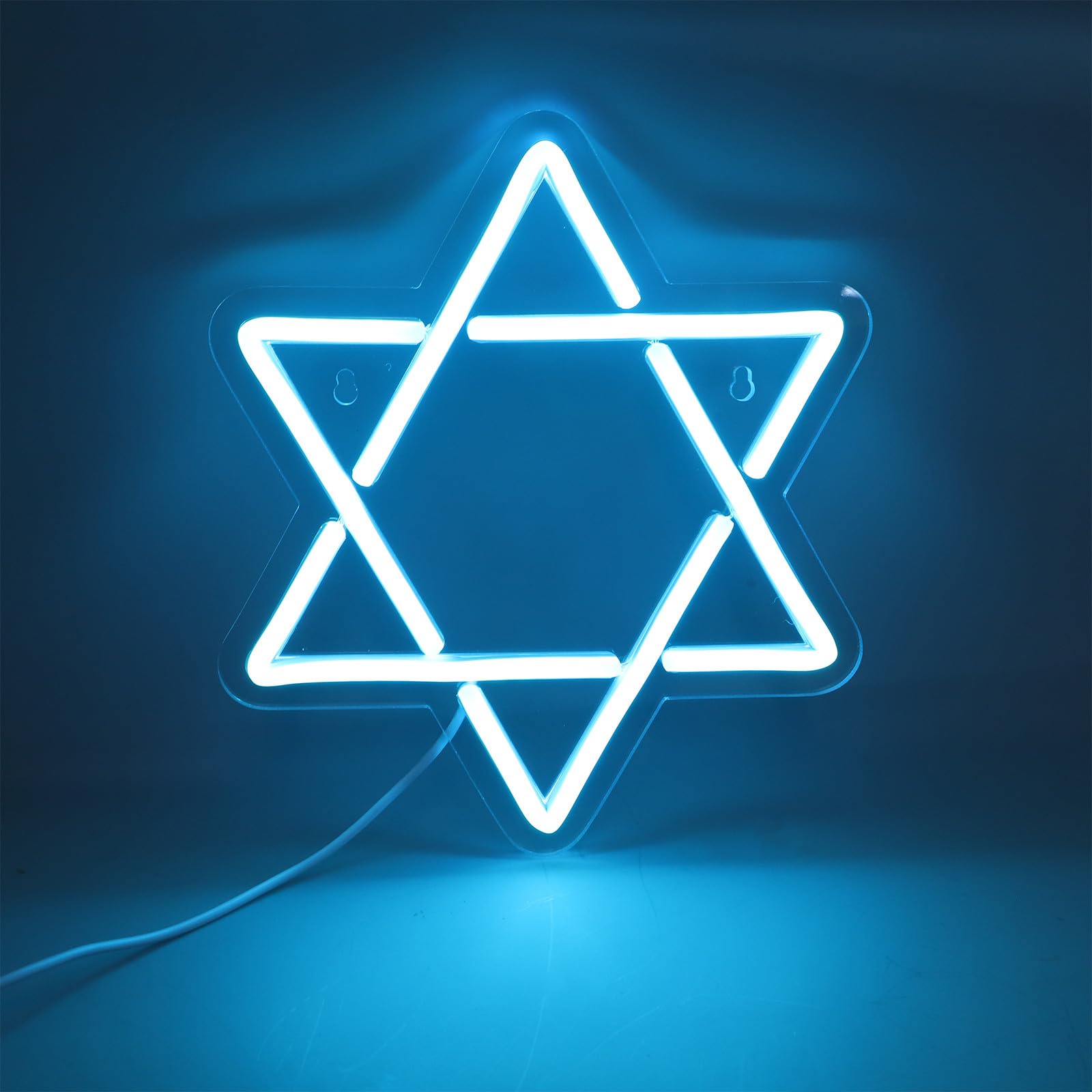 STOBAZA Luces de Neón Hexagramas Luces LED Azules de Hanukkah Decoración de Estrella de David para Habitación Letrero de Neón LED de Estrella de David para Fiesta Judía