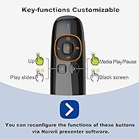 Vista 9 de Norwii N86s - Clicker ergonómico de presentación inalámbrico para pantalla LED LCD TV con puntero digital, Air Mouse Presentation Clicker