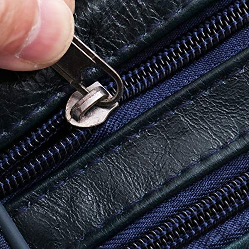 Pochete de couro legítimo TENDYCOCO com zíper, cinto para cintura, vários bolsos para homens