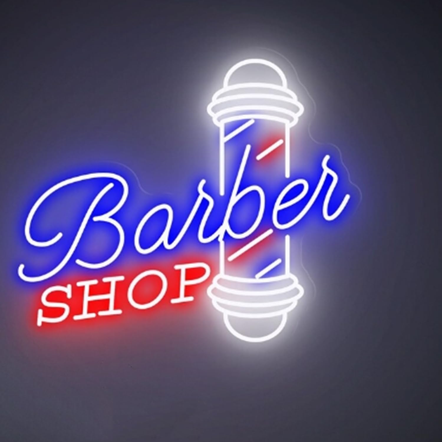 Insegna al neon a LED dimmerabile per barbiere e parrucchieri, decorazione da parete e finestra, materiale acrilico riutilizzabile, 40 x 34,5