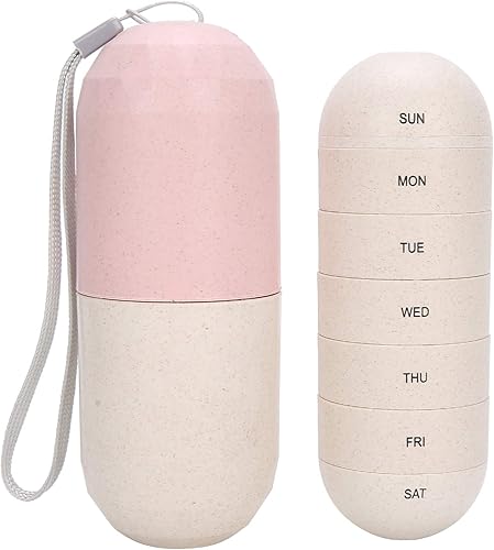 Organizador de píldoras semanal (7 días), 1 paquete de pastillero pequeño, dispensador de pastillero de viaje para bolso de bolsillo, contenedor