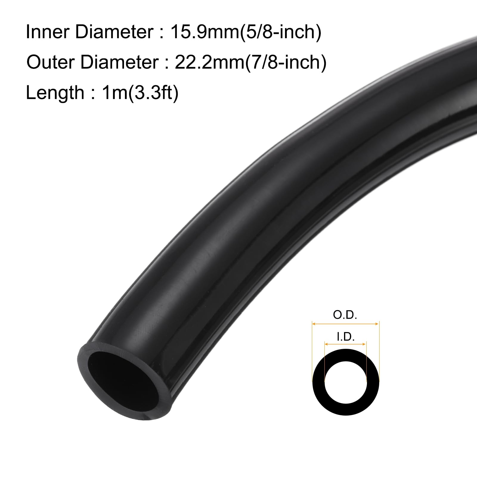 Rebower 3.3ft 15.9mm x 22.2mm Black Plastic PVC Tubing Flexible Vinyl Tube, [for Garden Irrigation Water Hose, Fish Tank - Image 2