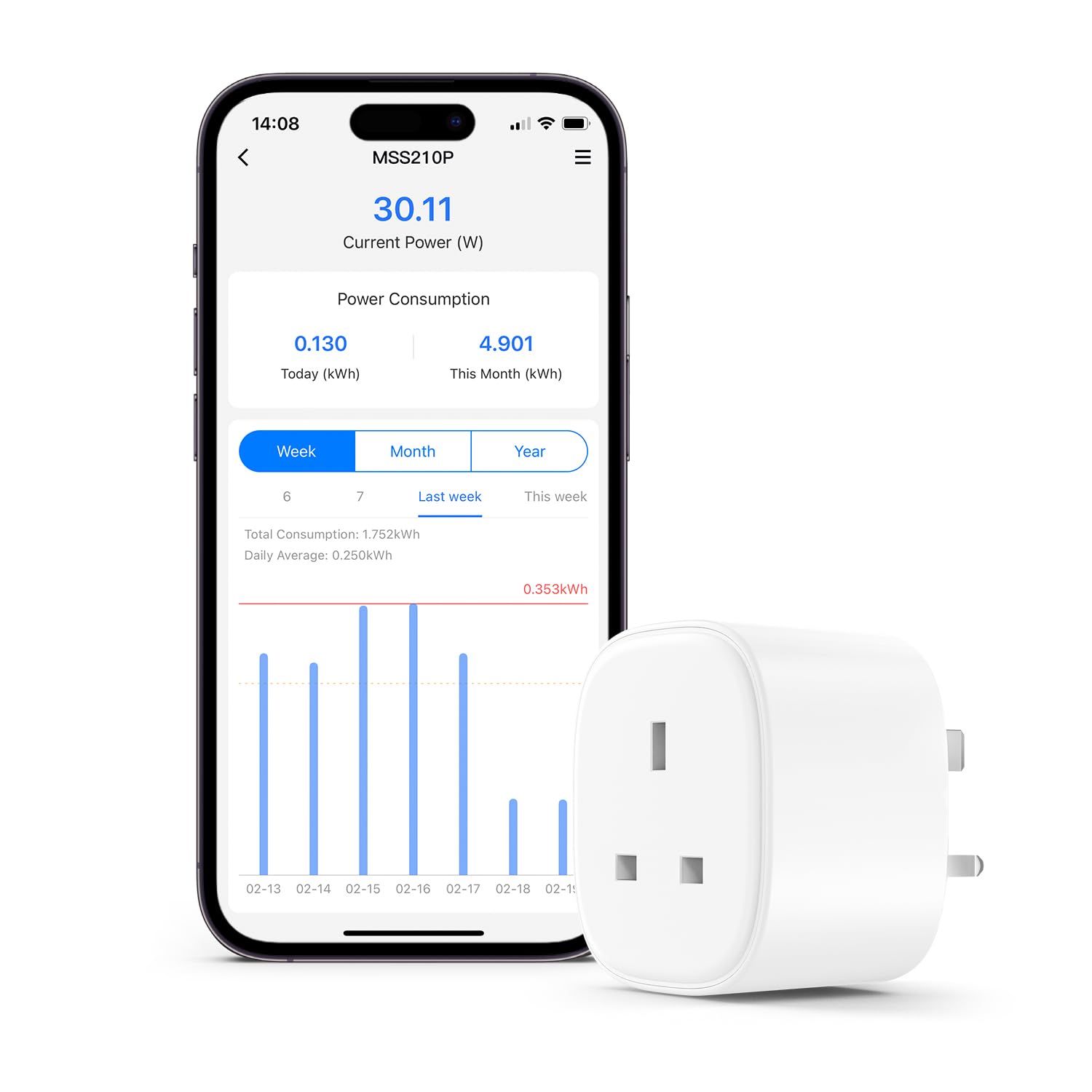 Smart Plug Works with Apple HomeKit Siri, Alexa, Google Home Refoss WiFi Smart Plug Socket with Energy Monitoring Wireless Remote Control Timer Plug No Hub Required 13A,1 Pack