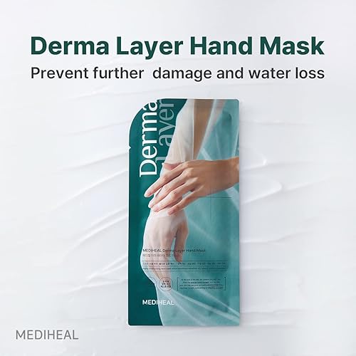 Miniatura 2 de Mediheal Derma Layer - Máscara de mano (5 unidades) para secas, agrietadas, aspereza y opacidad, cuidado de la piel dañada con ácido hialurónico,