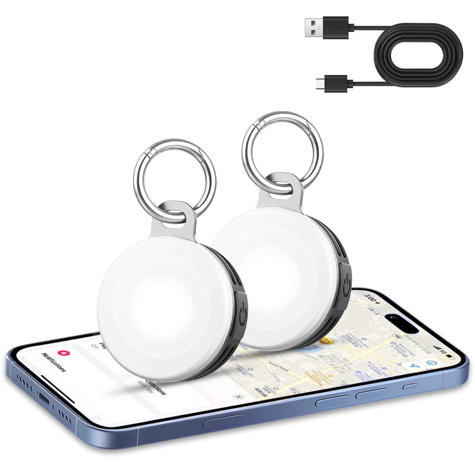 Air Tracker Tag 2 Pack mit Leuchtmodi,Schlüsselfinder Kompatibel mit Apple Wo ist? App (nur iOS),Smart Tag for Nachtwanderungen,Camping,Laufen,Wandern,Radfahren,Item Finder für Koffer/Geldbörsen