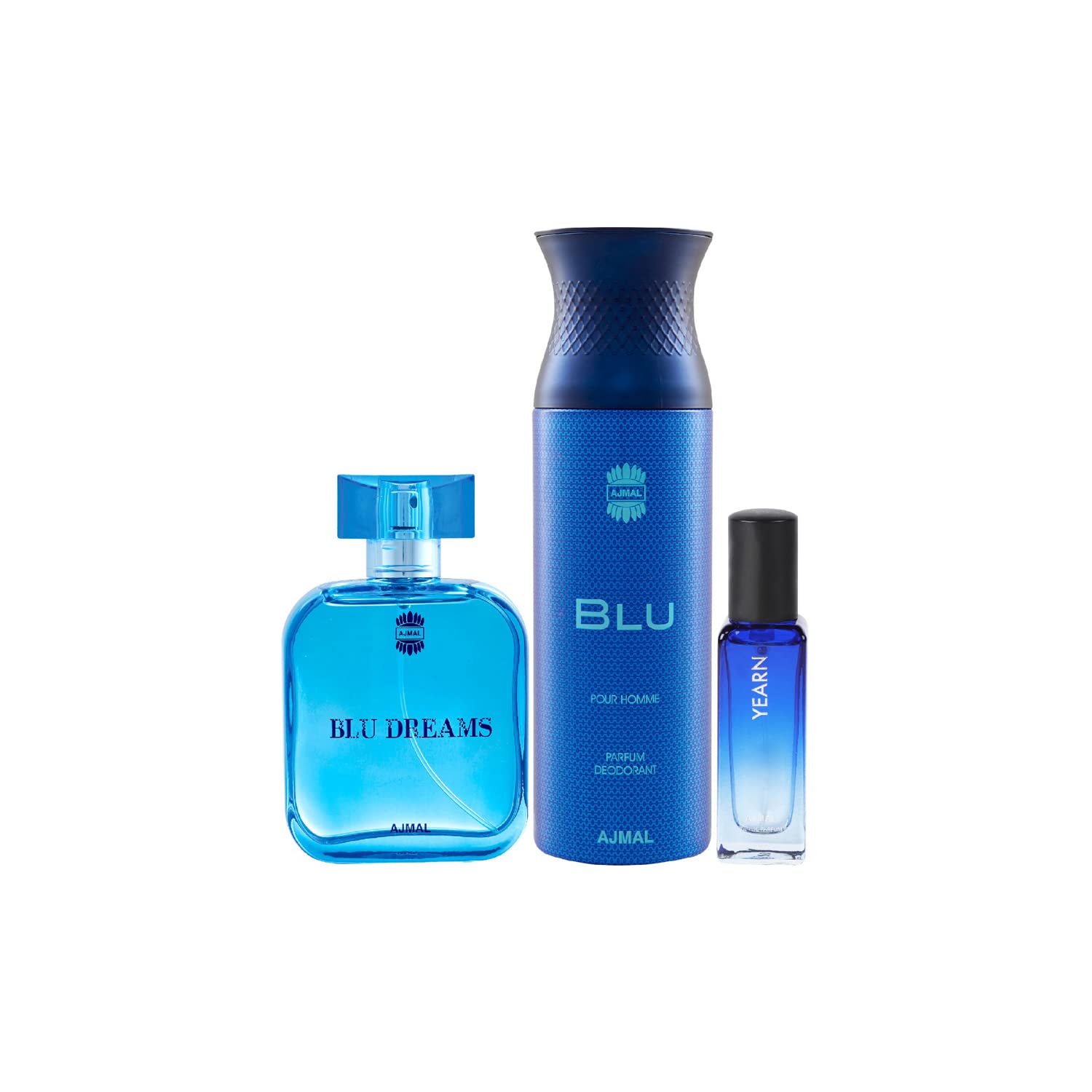 Ajmal Blu Dreams EDP 100ml and Blu Deo 200ml & Yearn EDP 20ML Pack of 3 (Total 320ML) for Men & Women-picture-17