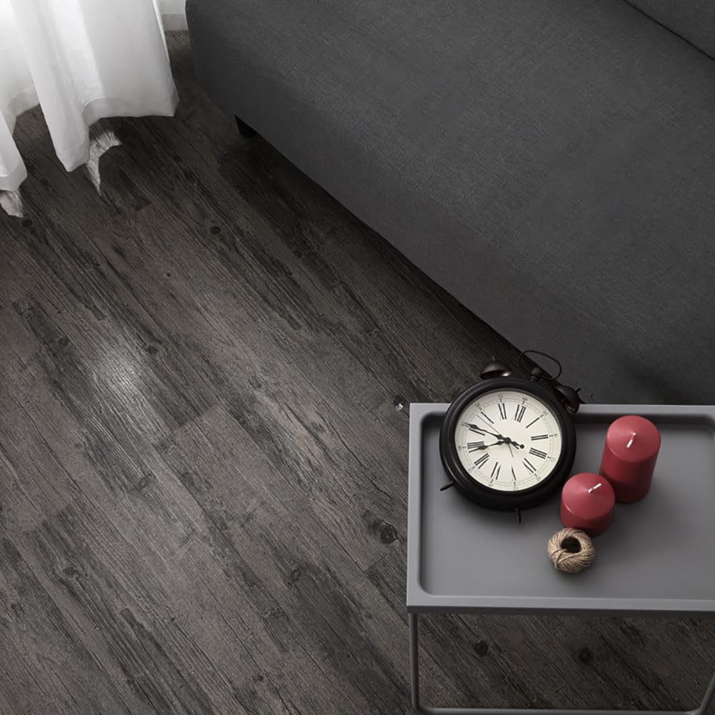 INMOZATA 5,02m²/ 36 Fliesen PVC Bodenbelag Selbstklebend Vinylboden Selbstklebend PVC Laminat -91,5 x 15,2cm -Dicke 2 mm Rutschfeste Wasserfest Schneidbar (Dunkelgrau)