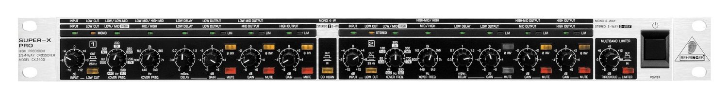 Behringer SUPER-X PRO CX3400 V2 - Crossover stereo a 2 vie, 3 vie, mono-4 vie, con limitazioni, ritardi di tempo regolabili e correzione CD