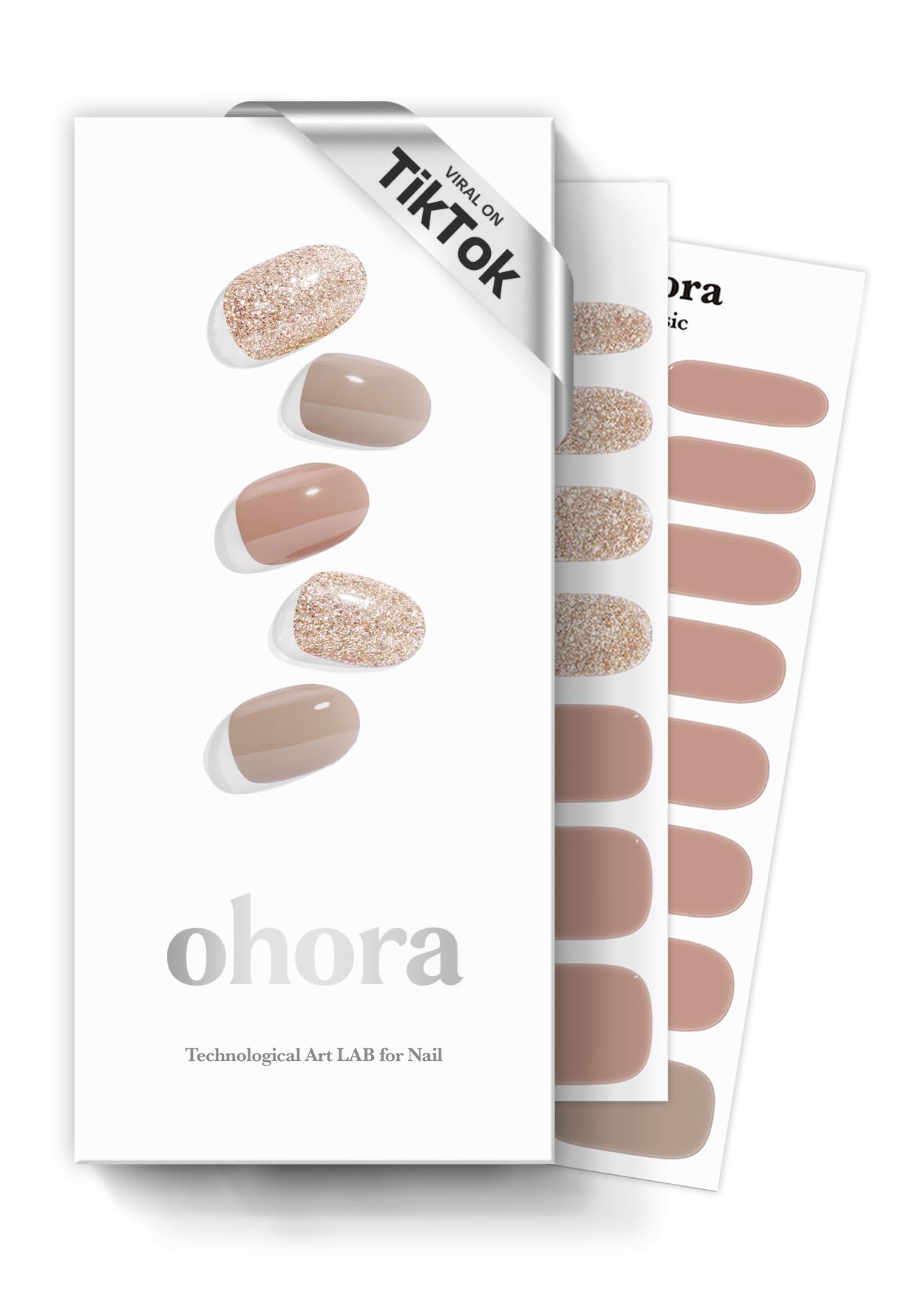 ohora Semi Cured Gel Nail Strips (N Carmel) - Works with Any Nail Lamps, Salon-Quality, Long Lasting, Easy to Apply & Remove - Includes 2 Prep Pads, File & Wooden Stick