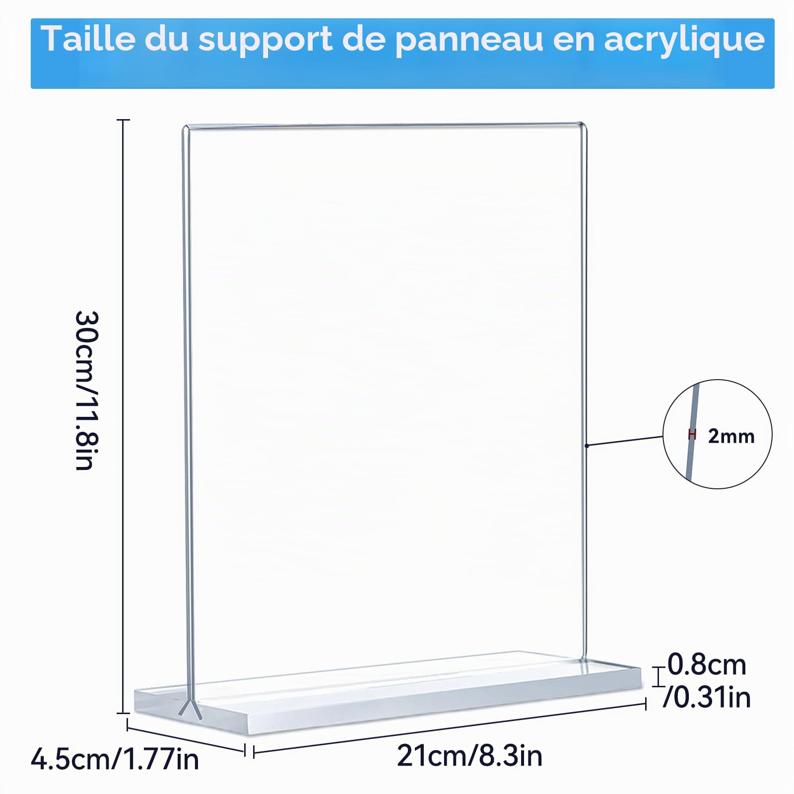 6 pièces porte affiches A4, présentoir A4 en acrylique, support double-face vertical transparent, presentoir a4 de comptoir idéal pour publicité, cadres photo, affichage au bureau ou en magasin