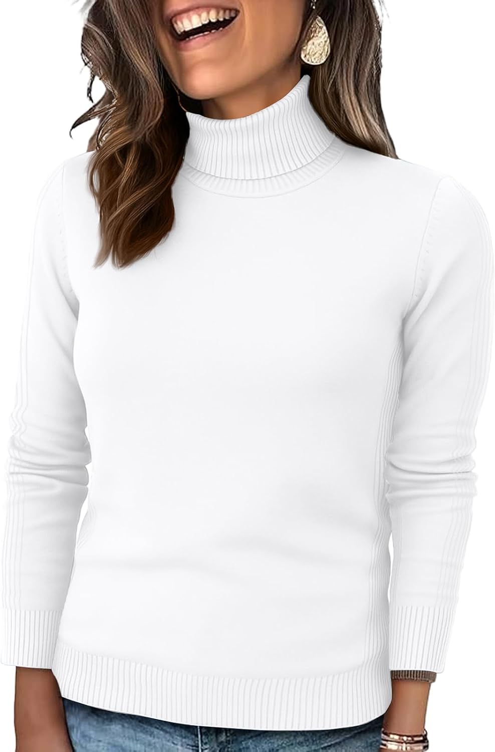 Pullover Sweaters for Women Long Sleeve Mock Neck Top Lightweight Knit Slim Fit Basic Shirt Casual Comfiest Airport Outfits