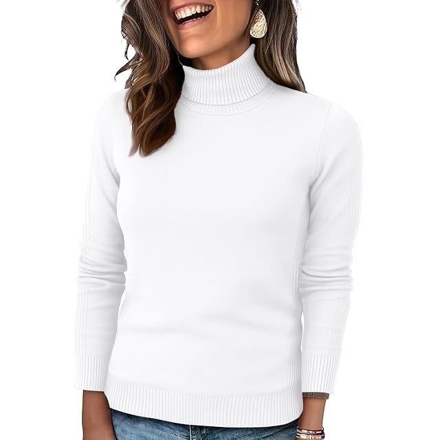 Womens Turtleneck Sweaters 2025 Cable Knit Long Sleeve Pullover Fitted Trendy Basic Fall Tops Winter Warm Casual Blouse