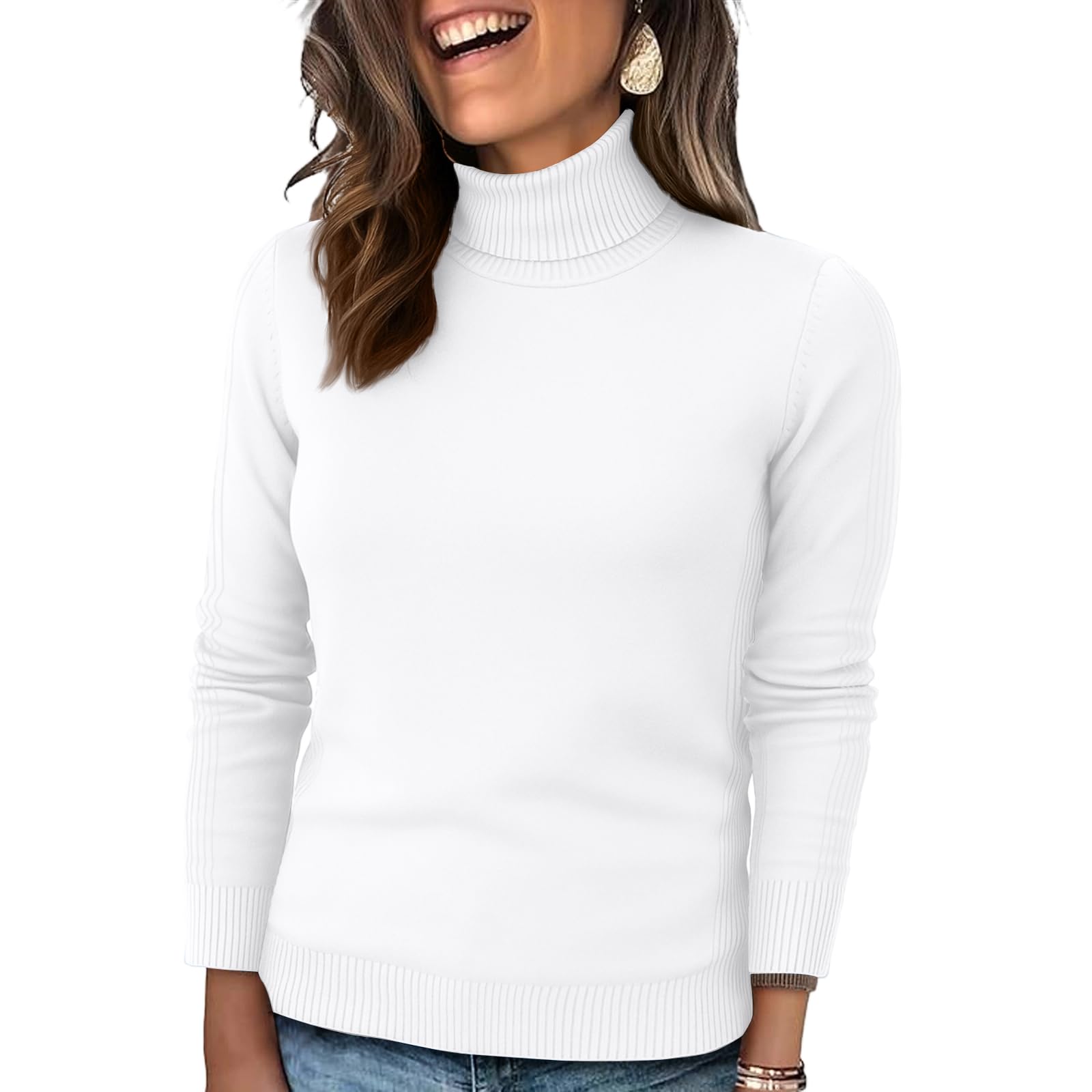 Womens Sweaters 2025 Turtleneck Cable Knit Long Sleeve Pullover Fitted Trendy Basic Fall Tops Winter Warm Casual Blouse