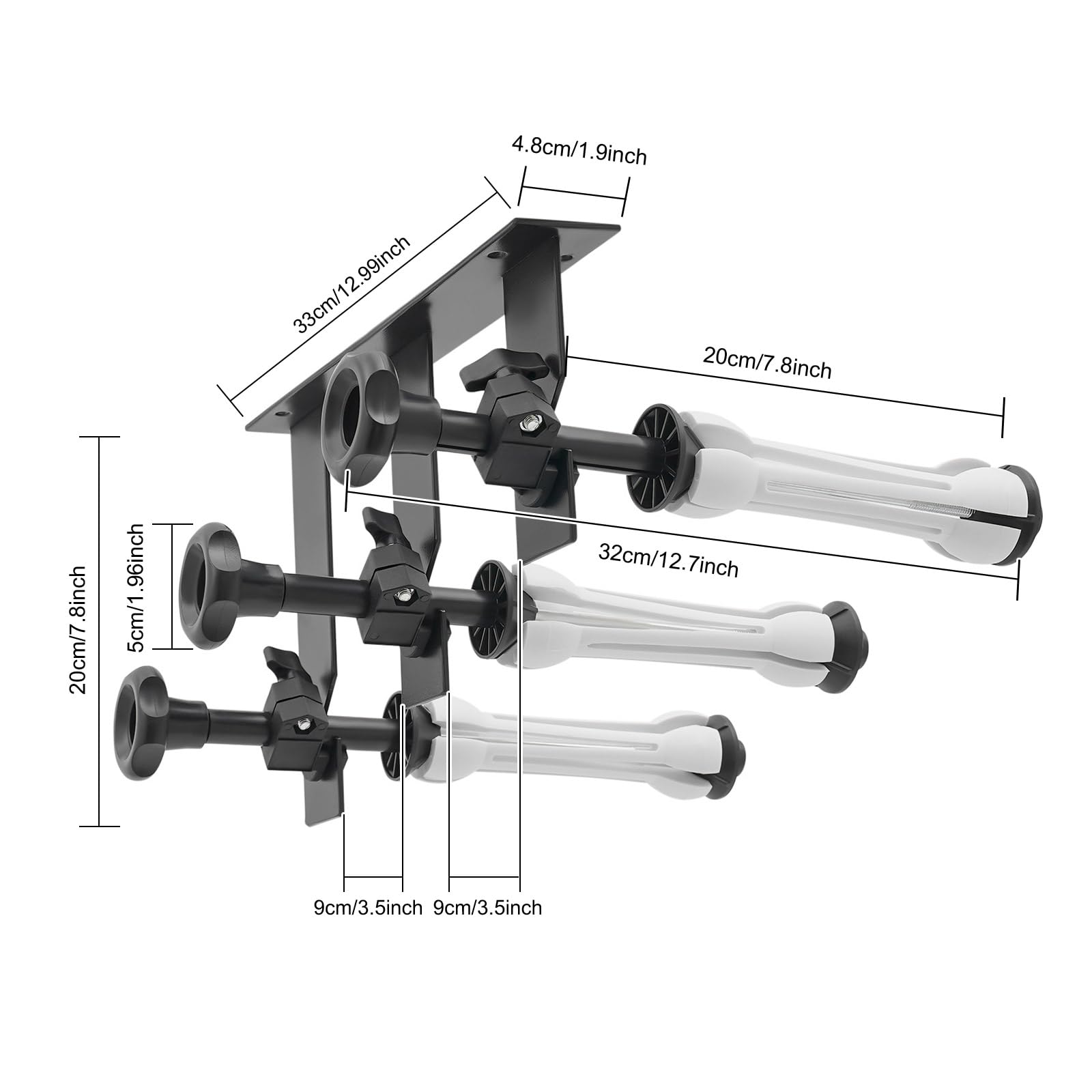3 Roller Hintergrund Support System 3 Rollen Hintergrundsystem Montageset Wandmontage Manuelle Hintergrund Unterstützung Gerät Fotografie Montagebügel mit Haken, Ketten