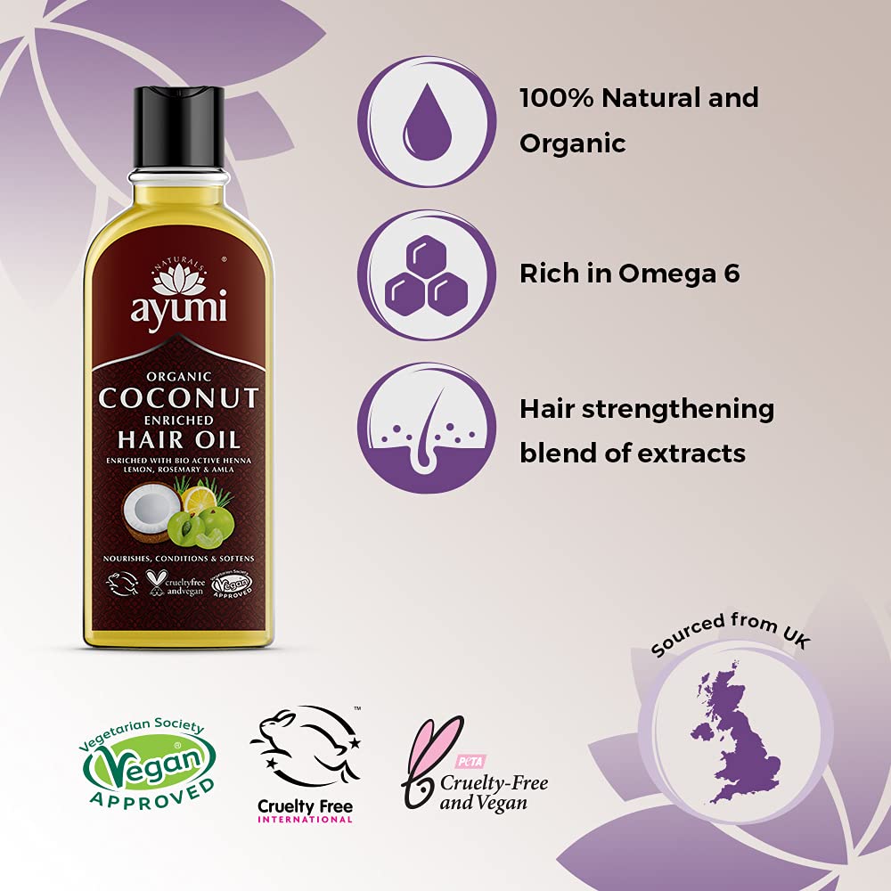 Buy Ayumi Organic Coconut Enriched Hair Oil, Enhanced With Nourishing