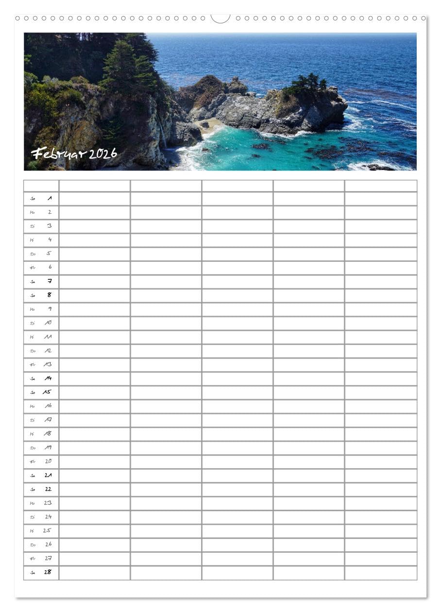 Kalifornien - Familienplaner 2026 (hochwertiger Premium Wandkalender 2026 DIN A2 hoch), Kunstdruck in Hochglanz: Familienplaner Kalifornien (CALVENDO Orte)