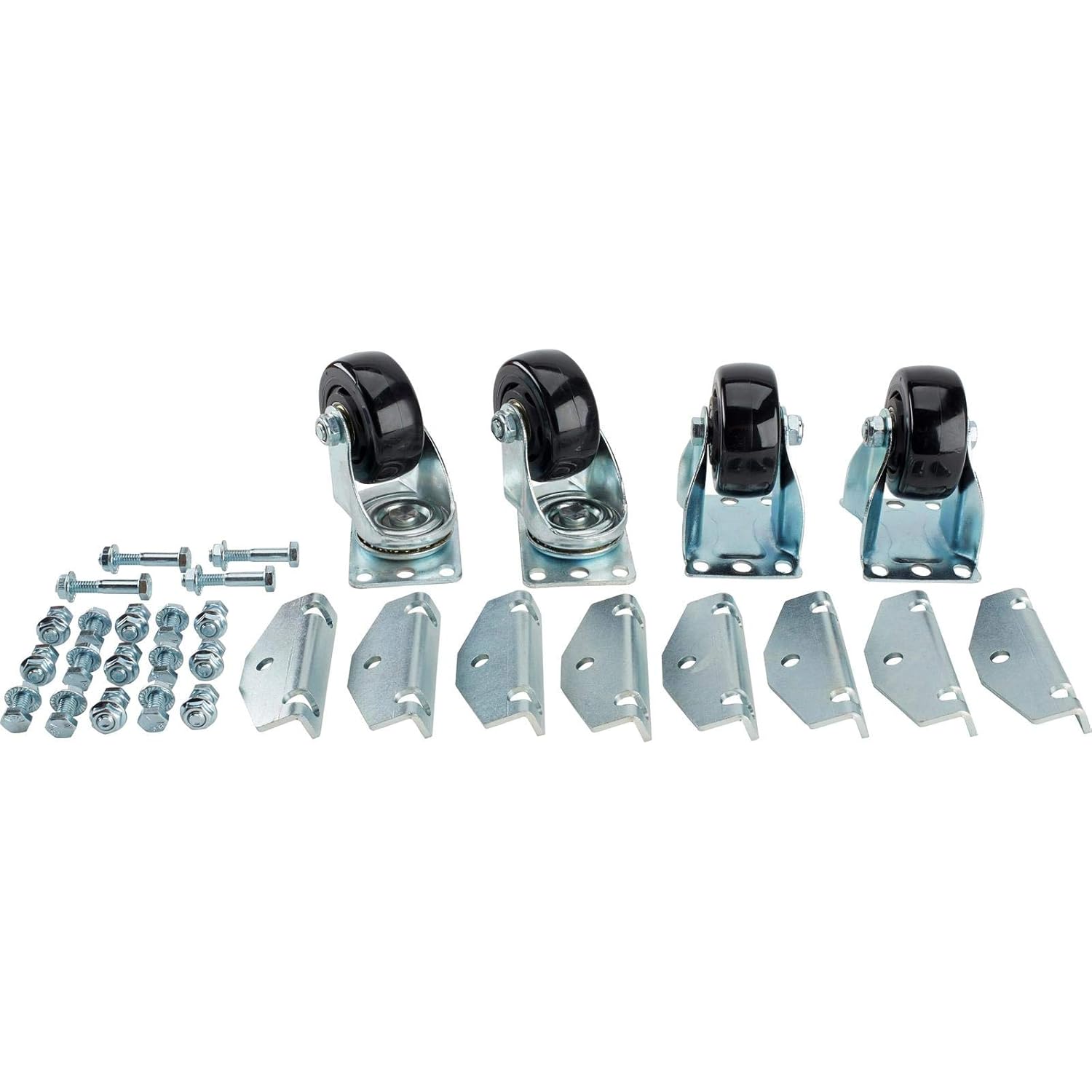 Speedway Motors Casters for Engine Storage Stands, Set of 4 Heavy Duty 300 lb Swivel and Non-Swivel Wheels with Brackets and Hardware, Fits SBC/BBC, SBF and GM LS Stands