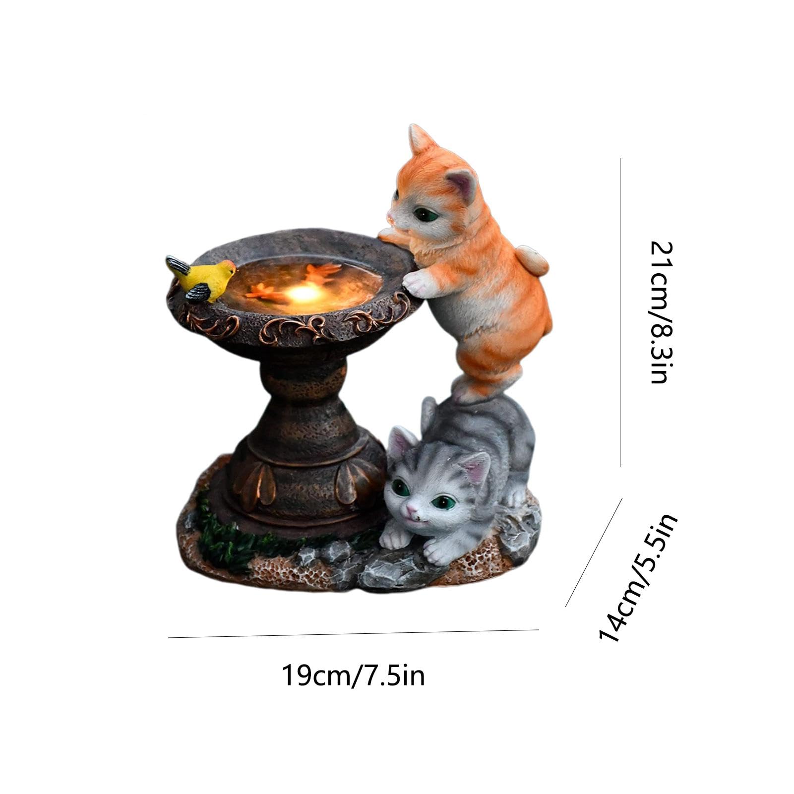 QYiiD Solar Garden Standbeeld Kat, Outdoor Decoratieve Tuin Sculpturen Standbeeld, Schattige Solar Outdoor Beeldje Kat Holding Vlinder voor Tuin Standbeeld Buiten Decoratieve Landschap Lichten Zonne-energie