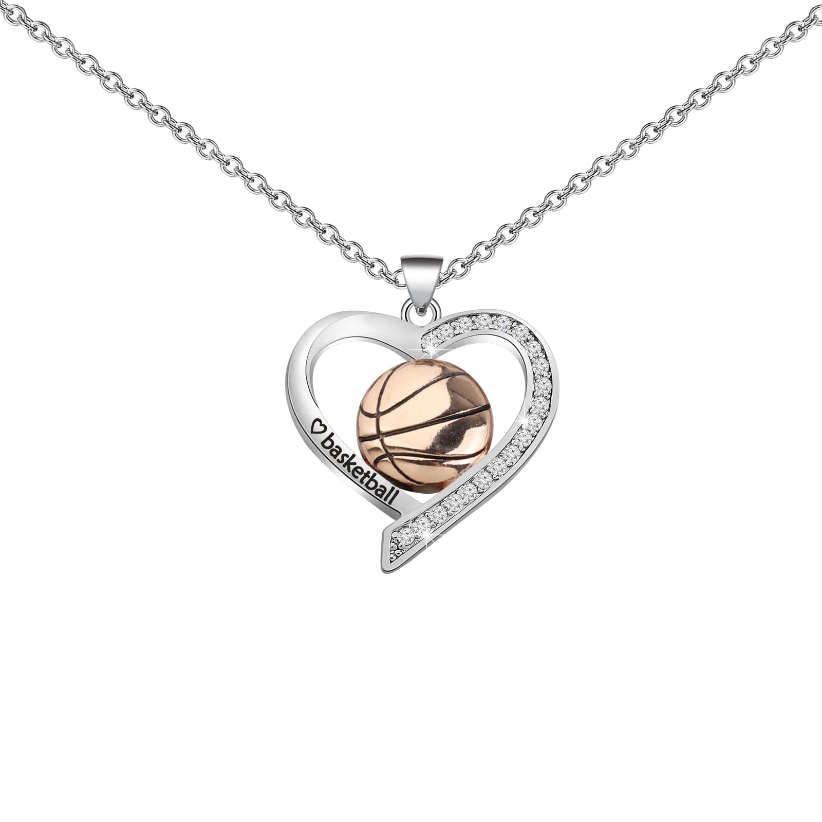 BNQL Collier de basket-ball pour femme, cadeau pour les amateurs de basket-ball, les joueurs, les entraîneurs d'équipe, bijoux de basket-ball pour filles