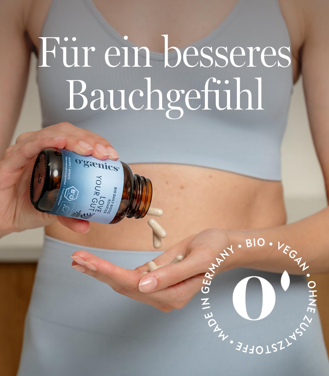 Ogaenics Love Your Gut Darmbakterien Komplex: 21 Stämmen + Inavea™ Bio-Akazienfaser, u.a. Lactobacillus & Bifidobakterien, 20 Mrd. KbE/Kapsel, vegan, bio, laborgeprüft, produziert in DE, 60 Kapseln
