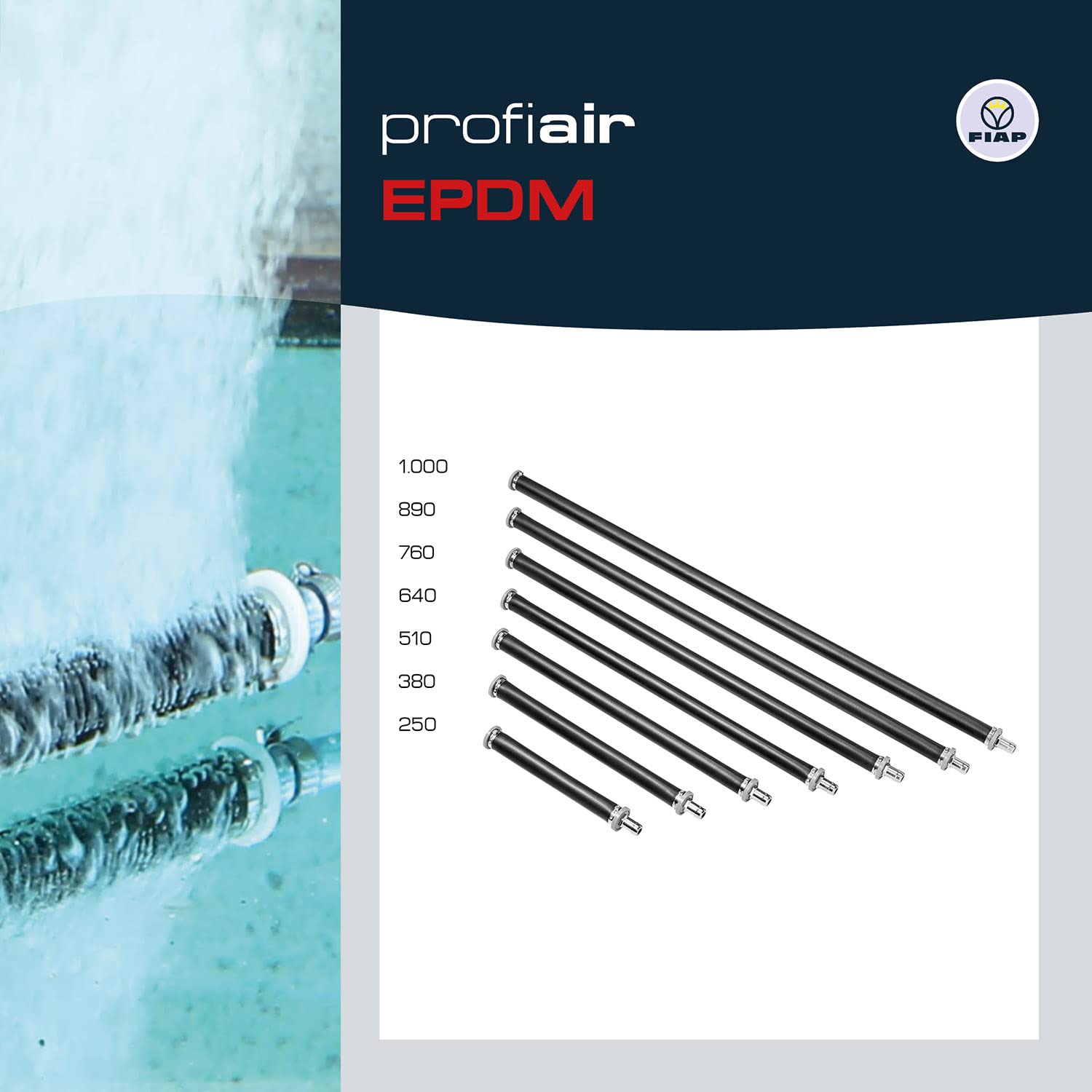 FIAP profiair EPDM 1.000 - Luftausströmer - Teichbelüftung - Material EPDM - Wasserbelüftung - Membranausströmer - Ausströmerlänge: 1.000 mm - Anschluss 18 mm - Fischzucht