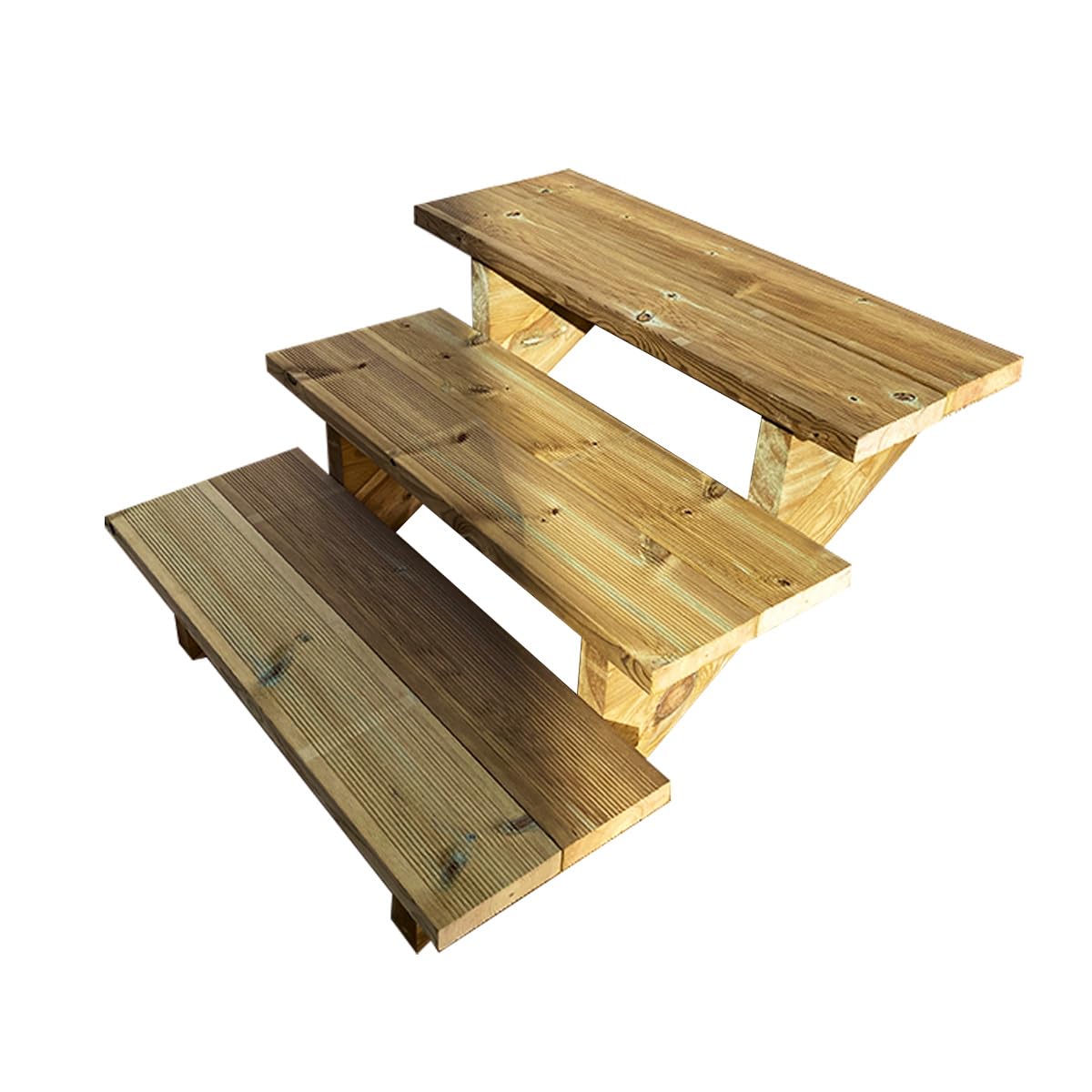 Vinuovo- Escalier extérieur Bois - Berlin - 3 marches H 54 cm - sans Contre-​marches, Largeur 80 cm - Vinuovo- Escalier en kit, en Bois Autoclave. pour Jardin. Balcon et Terrasse