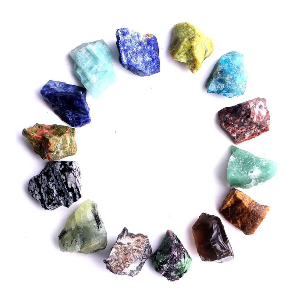 Cristallo naturale grezzo 14 tipi di cristallo burattato Pietra rocciosa Quarzo grezzi Campione Mini pietra preziosa Reiki Decorazione acquario Regalo Bellissima pietra di cristallo naturale DINZHHENG