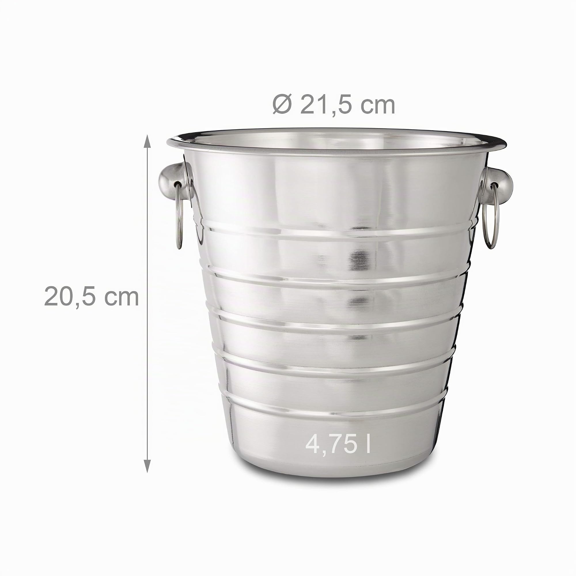 Relaxdays Cestello Ghiaccio, Acciaio con Manici, Secchio per Vino & Champagne, per Feste & Eventi, Ø 21,5 cm, Argento