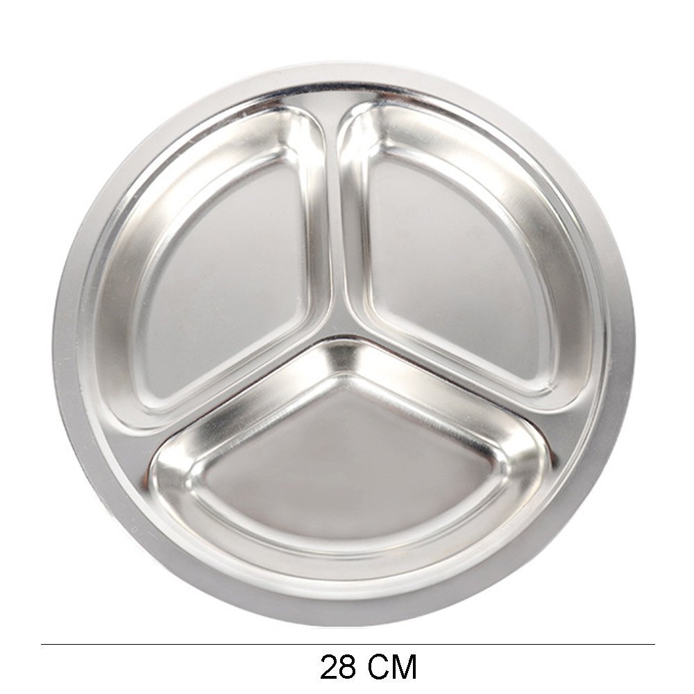 AIYoo 304 Stainless Steel Sectioned Dinner Plates Set of 2 Divided