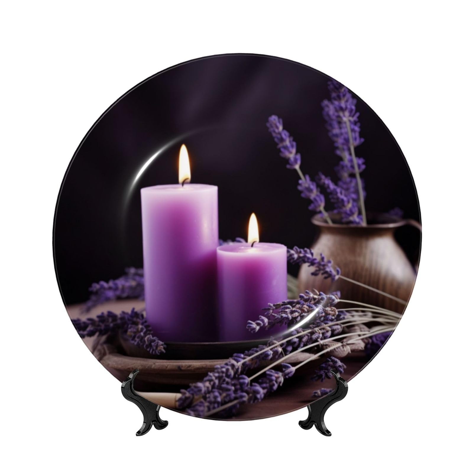 Décoration murale en porcelaine violette et bougies pour apaiser le bureau