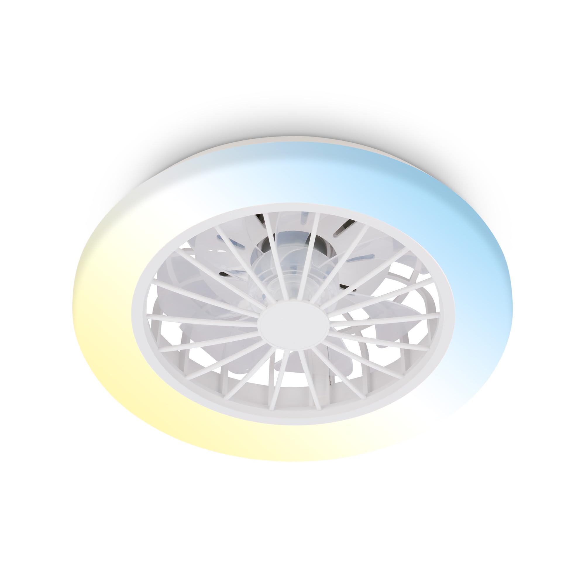 BRILONER - LED Deckenventilator mit Beleuchtung, Fernbedienung, Leiser DC-Motor, 5 Geschwindigkeiten, CCT, Dimmbar, Lampe mit Ventilator, LED Deckenleuchte, Deckenlampe Ventilator, 38 cm, Weiß