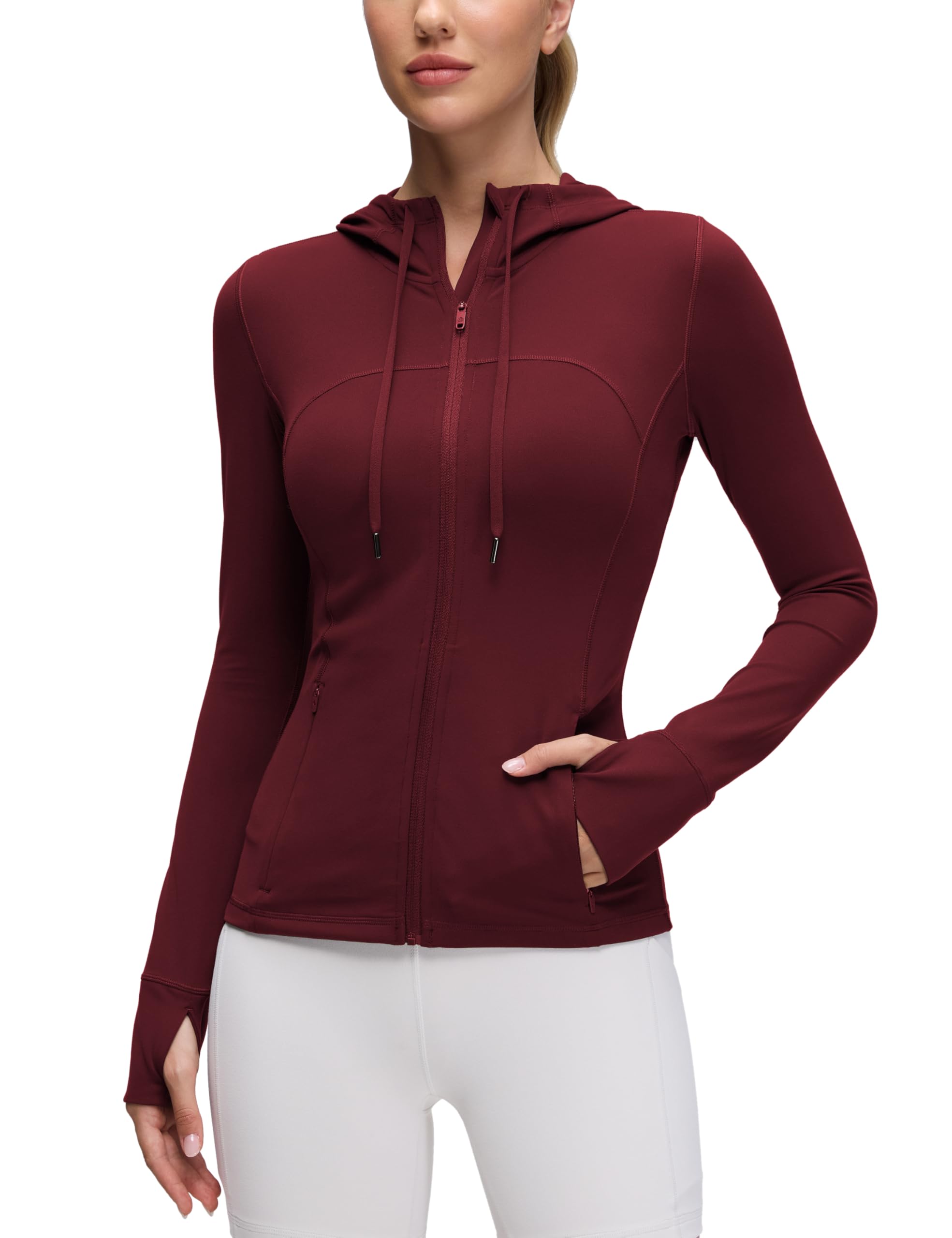 CRZ YOGA Chaqueta de entrenamiento con cremallera y capucha para mujer